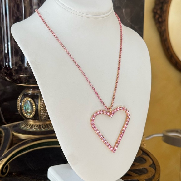 Pink Crystal Heart Necklace 💝